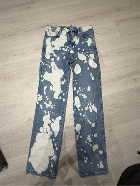 Frame Denim Bleached Blue and White High-Rise Jeans